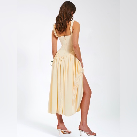 NWT Noreen cream / pastel yellow Satin Corset midi / Maxi formal Sundress - Picture 2 of 16